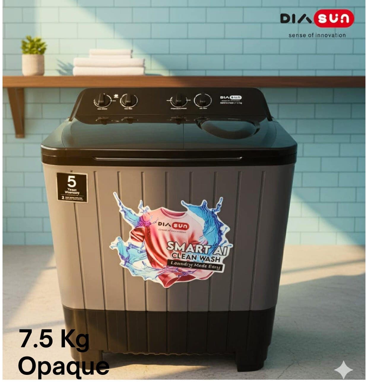 Dia Sun 7.5 Kg Semi Automatic Top Load (Opaque)